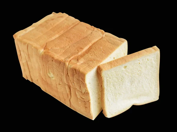 烤小麦面包或切片三明治面包 与切割路径隔离 黑色背景无阴影 — 图库照片