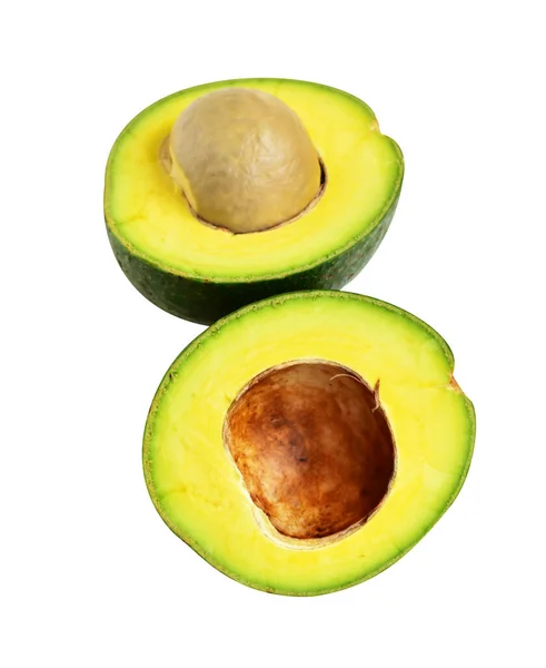 Vers Avocado Fruit Geïsoleerd Met Clipping Pad Helft Plakken Stukken — Stockfoto