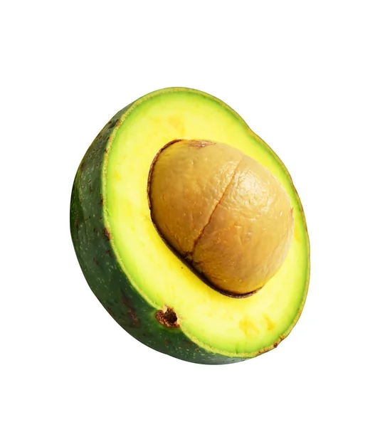Taze Avokado Meyvesi Kırpma Yolu Ile Izole Edilmiş Yarısı Dilimler — Stok fotoğraf