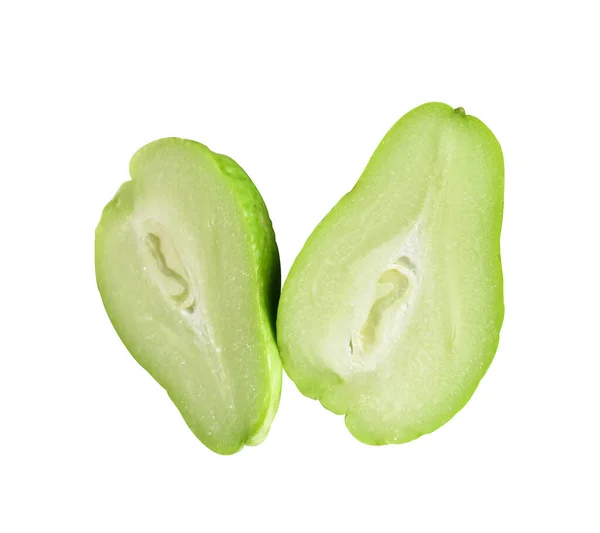 Färsk Chayote Sechium Edule Isolerad Med Klippbana Ingen Skugga Vit — Stockfoto