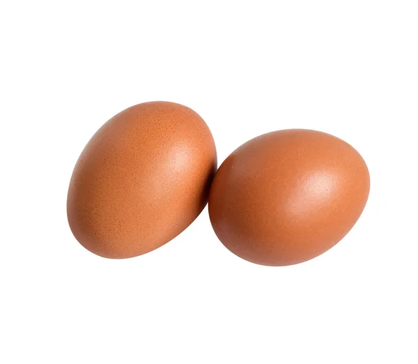 Настоящие Куриные Яйца Обрезкой Пути Тени Белом Фоне — стоковое фото