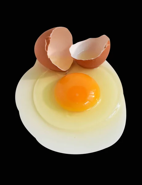 Real Chicken Egg Brown Half Broken Eggs Egg Yolk Clipping — Stock Photo, Image