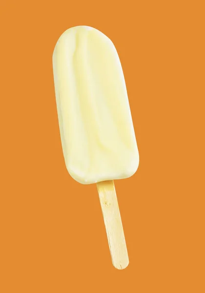 Real milk ice cream isolated with vanilla glaze or covered, clipping path, no shadow in summer background