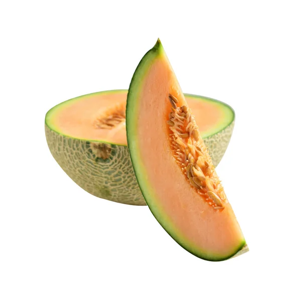 Melon Cantaloup Frais Fruit Japonais Isolé Avec Chemin Coupe Pas — Photo