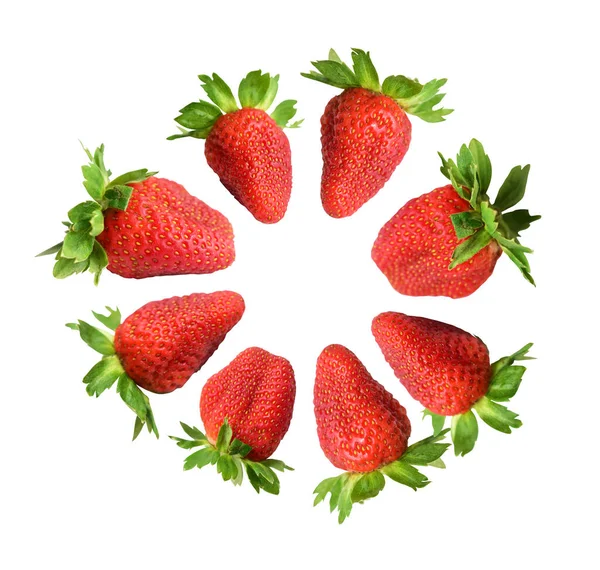 Strawberries Isolated Clipping Path White Background Shadow Strawberry Slices Pieces — Stock Photo, Image