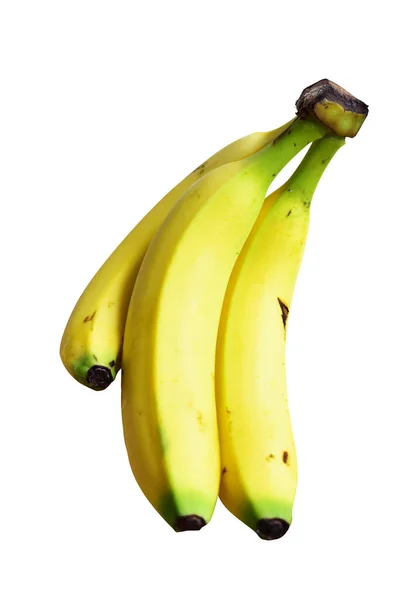 Gele Bananen Geïsoleerd Bananenbos Met Knippad Witte Achtergrond Actueel Vers — Stockfoto