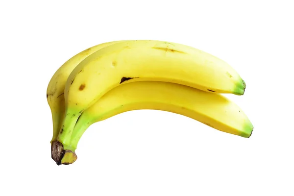 Gele Bananen Geïsoleerd Bananenbos Met Knippad Witte Achtergrond Actueel Vers — Stockfoto