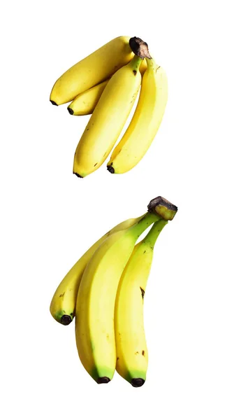 Žluté Banány Izolované Banánová Parta Odstřihovací Pěšinou Bílém Pozadí Aktuální — Stock fotografie