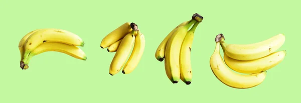 Gul Bananer Isolerad Banan Gäng Med Klippning Väg Vit Bakgrund — Stockfoto