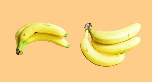 Жовті Банани Ізольовані Бананова Пучка Відсічним Контуром Білому Тлі Актуальні — стокове фото