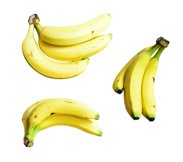 Banane Gialle Isolate Mazzo Banane Con Percorso Ritaglio Sfondo Bianco — Foto Stock