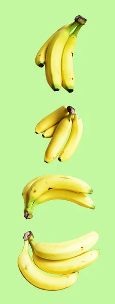 Yellow Bananas Isolated Banana Bunch Clipping Path White Background Topical — Stock Photo, Image