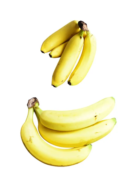 Gule Bananer Isoleret Banan Flok Med Klipning Sti Hvid Baggrund - Stock-foto