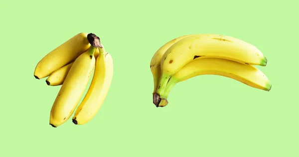 Gul Bananer Isolerad Banan Gäng Med Klippning Väg Vit Bakgrund — Stockfoto