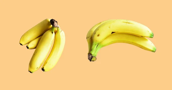 Yellow Bananas Isolated Banana Bunch Clipping Path White Background Topical — Stock Photo, Image