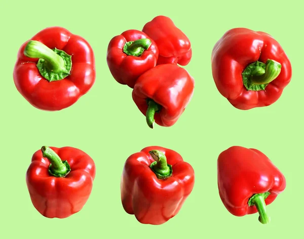 Röd Bell Pepper Isolerad Vit Bakgrund Med Klippning Väg Ingen — Stockfoto