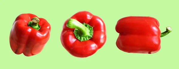 Röd Bell Pepper Isolerad Vit Bakgrund Med Klippning Väg Ingen — Stockfoto