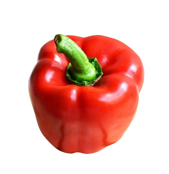 Κόκκινο Bell Pepper Απομονώνονται Λευκό Φόντο Απόληξη Μονοπάτι Δεν Σκιά — Φωτογραφία Αρχείου