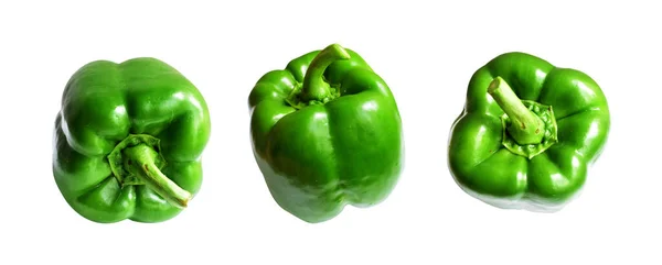Fresh Green Bell Peppers Isolated Clipping Path Black Background Shadow — Stock Photo, Image