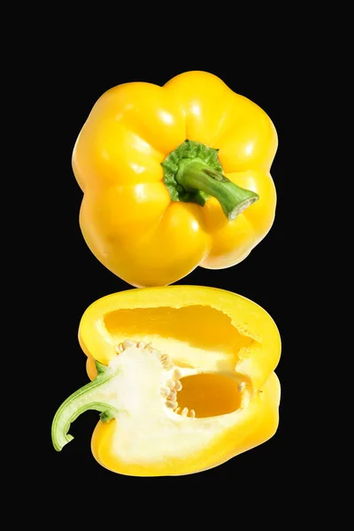 Yellow Bell Pepper Isolated White Background Clipping Path Shadow Slices — Stock Photo, Image