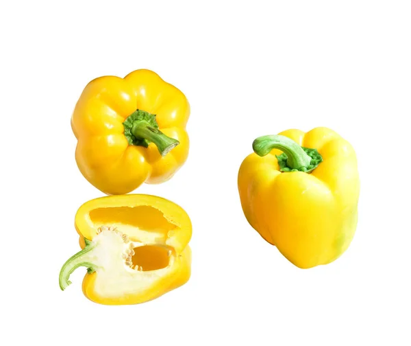Gelbe Paprika Isoliert Auf Weißem Hintergrund Mit Schneideweg Kein Schatten — Stockfoto