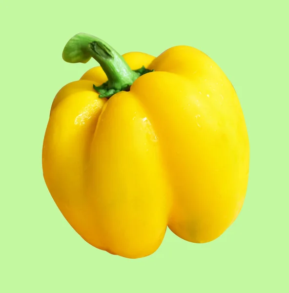 Yellow Bell Pepper Isolated White Background Clipping Path Shadow Slices — Stock Photo, Image