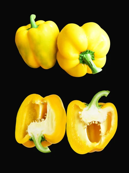 Gelbe Paprika Isoliert Auf Weißem Hintergrund Mit Schneideweg Kein Schatten — Stockfoto