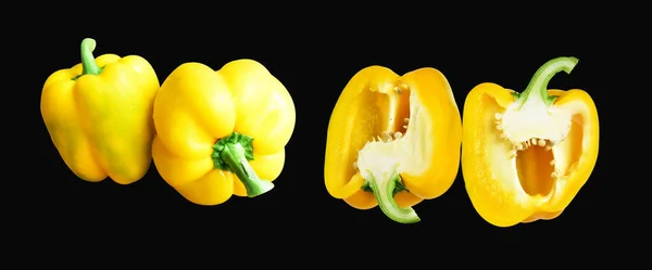 Yellow Bell Pepper Isolated White Background Clipping Path Shadow Slices — Stock Photo, Image