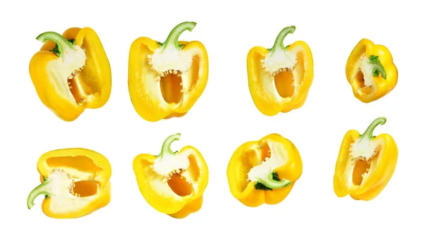 Gele Paprika Geïsoleerd Witte Achtergrond Met Clipping Pad Geen Schaduw — Stockfoto