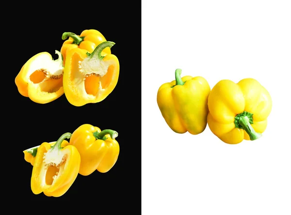 Yellow Bell Pepper Isolated White Background Clipping Path Shadow Slices — Stock Photo, Image