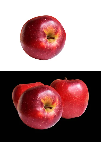 Roter Apfel Isoliert Mit Schneideweg Auf Weißem Hintergrund Kein Schatten — Stockfoto