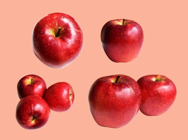 Червоне Яблуко Ізольовано Відсічним Контуром Білому Тлі Тіні Свіжих Фруктів — стокове фото