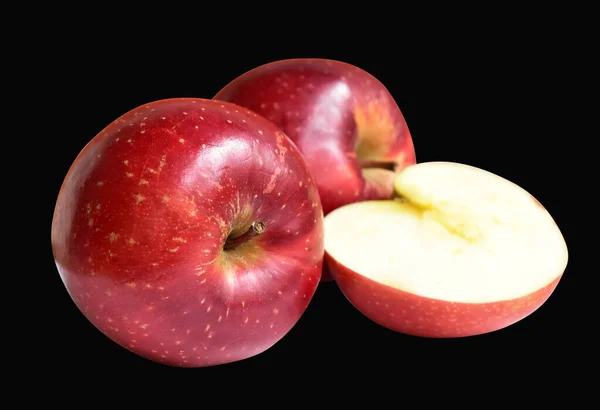 Tranche Pommes Rouges Isolée Avec Chemin Coupe Arrière Plan Noir — Photo