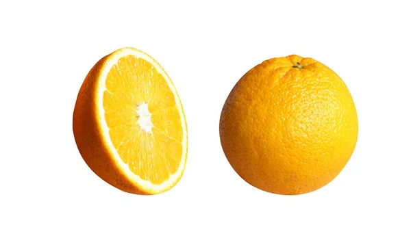 Set Orange Isolated Clipping Path White Background Shadow Healthy Fruit — Stock Photo, Image