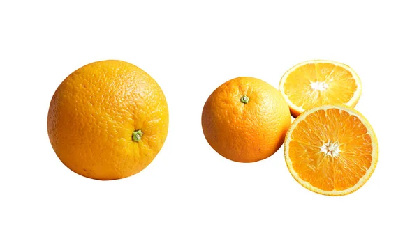 Set Orange Isolated Clipping Path White Background Shadow Healthy Fruit — Stock Photo, Image