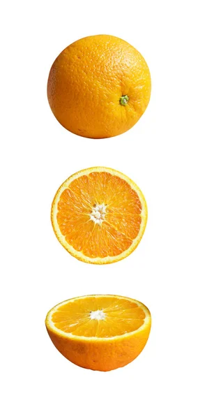 Set Orange Isolated Clipping Path White Background Shadow Healthy Fruit — Stock Photo, Image