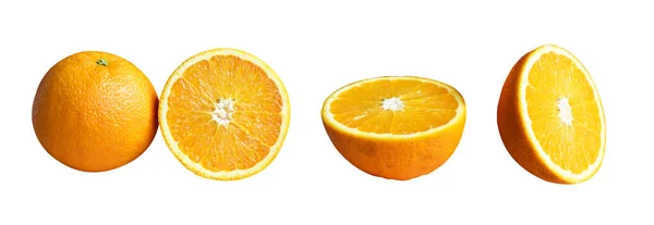 Set Orange Isolated Clipping Path White Background Shadow Healthy Fruit — Stock Photo, Image