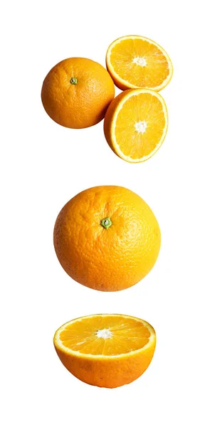 Set Orange Isolated Clipping Path White Background Shadow Healthy Fruit — Stock Photo, Image