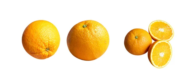 Set Orange Isolated Clipping Path White Background Shadow Healthy Fruit — Stock Photo, Image