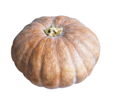 Dilimlenmiş balkabağı ya da balkabağı parçaları beyaz arka planda kırpma yolu var, gölgesi yok