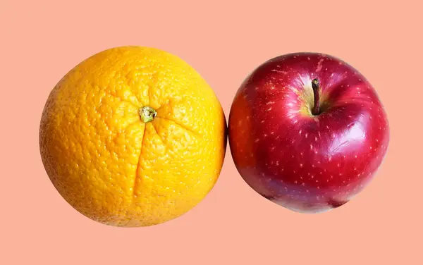 Manzanas Rojas Frescas Naranjas Fruta Aislada Con Camino Recorte Fondo — Foto de Stock