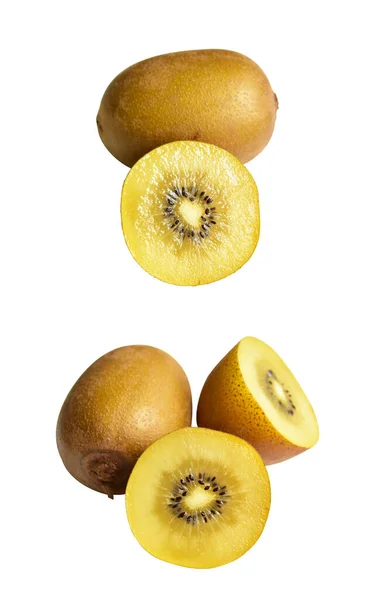 Gele Kiwi Plak Geïsoleerd Met Clipping Pad Witte Achtergrond Geen — Stockfoto
