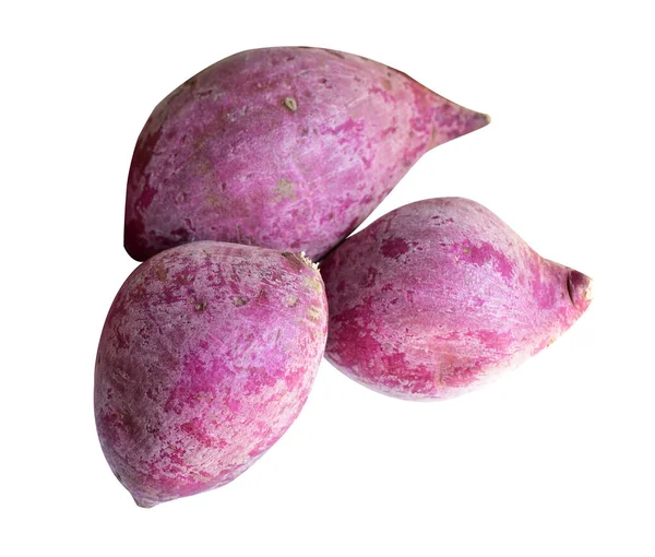 Purple Sweet Potatoes Isolated Clipping Path Shadow White Background — Stock Photo, Image