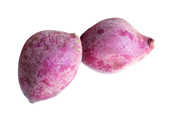 Purpurowe Słodkie Ziemniaki Izolowane Ścieżką Wycinania Bez Cienia Białym Tle — Zdjęcie stockowe
