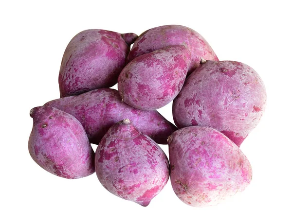 Purple Batatas Aisladas Con Camino Recorte Sin Sombra Fondo Blanco — Foto de Stock