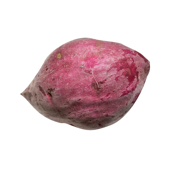 紫色红薯 有切碎的小径 白色背景无阴影 — 图库照片