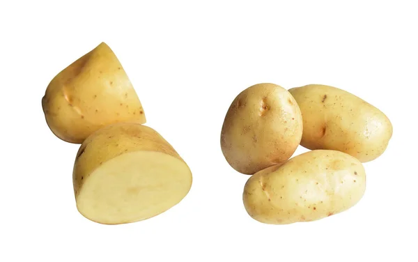 Una Serie Patate Isolate Con Percorso Ritaglio Sfondo Bianco Vista — Foto Stock