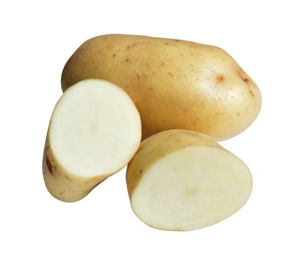 Набор Картофеля Изолированы Обрезки Пути Белом Фоне Вид Сбоку Тени — стоковое фото
