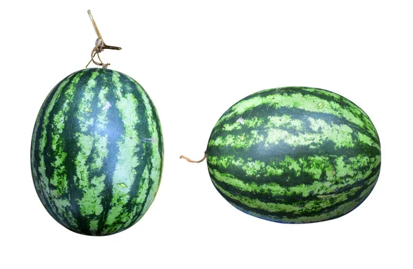 Een Set Van Verse Watermeloen Geïsoleerd Witte Achtergrond Met Clipping — Stockfoto