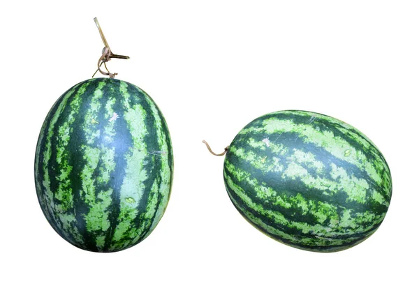 Een Set Van Verse Watermeloen Geïsoleerd Witte Achtergrond Met Clipping — Stockfoto